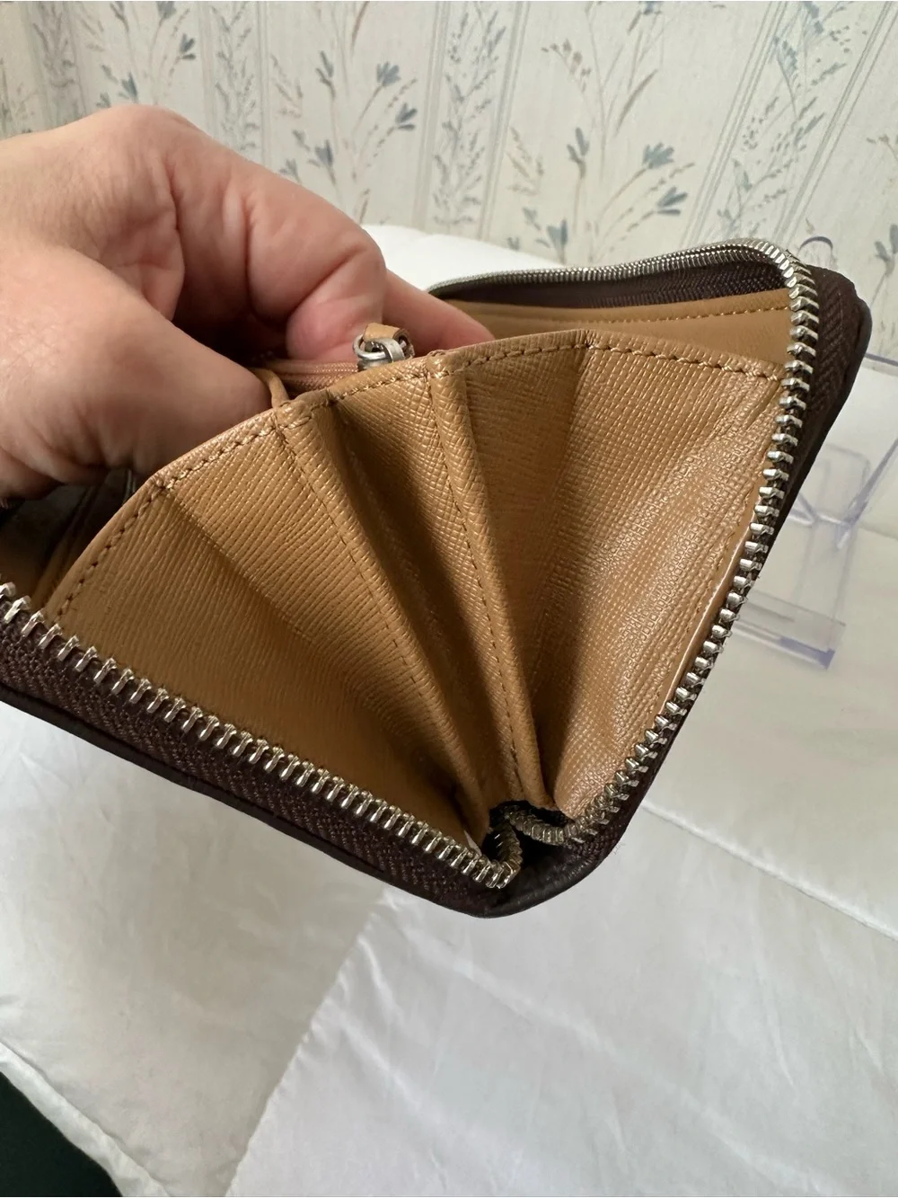 Coach Brown Signature Canvas Zip Wallet